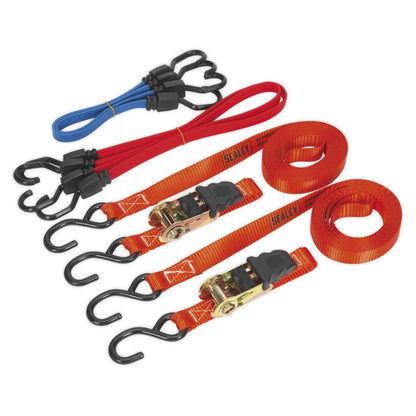 Sealey TD285SBD Ratchet Strap & Bungee Cord Set 6pc Sealey