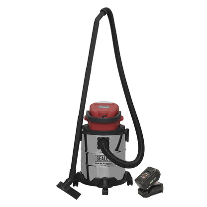 Sealey PC20VCOMBO4 Vacuum Cleaner 20L Wet & Dry Cordless 20V with 4Ah Battery & Charger Sealey
