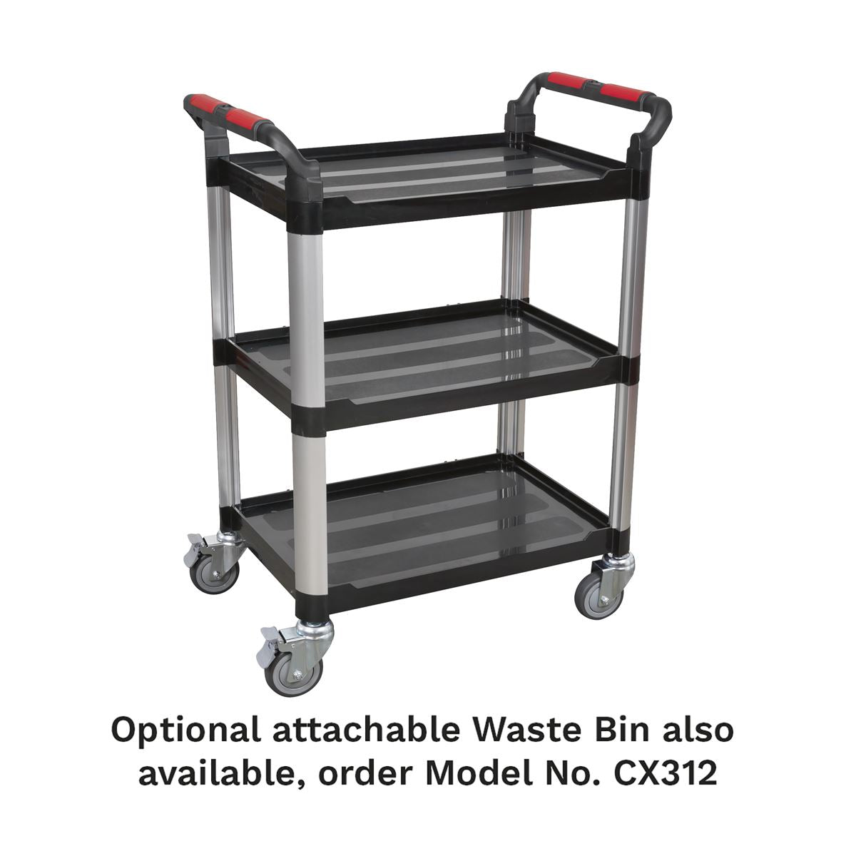 Sealey CX309 Workshop Trolley 3-Level Composite - 3 Wall Sealey