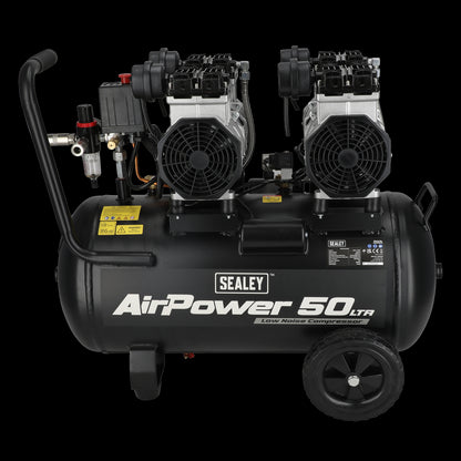 Sealey SAC5001S 50L Low Noise Oil Free Direct Drive Air Compressor 2 x 2hp Sealey