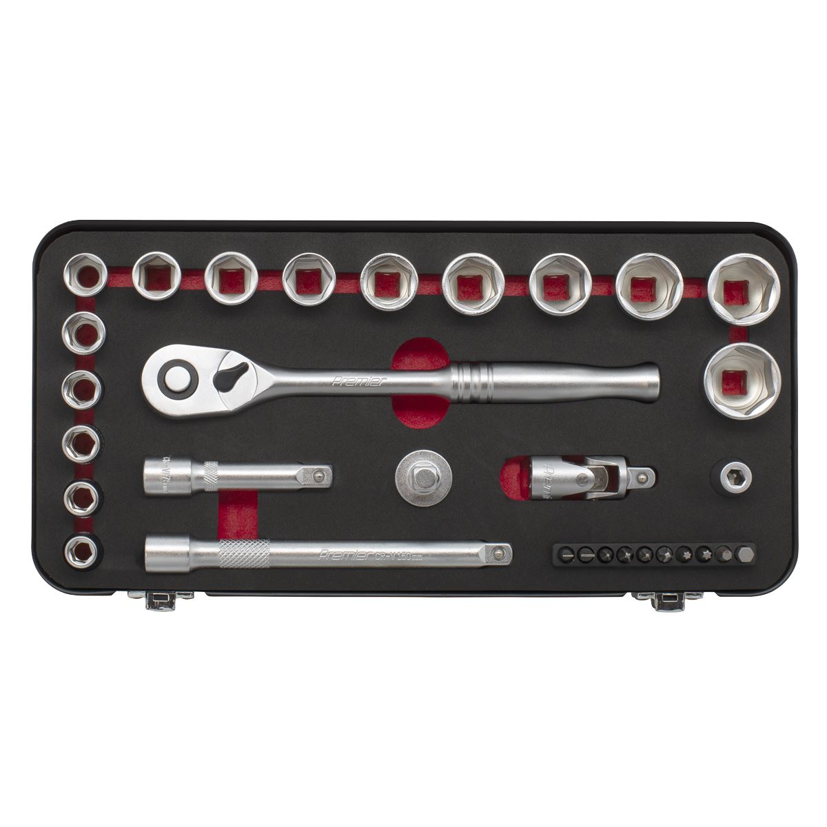 Sealey AK7921 Socket Set 3/8"Sq Drive 31pc - Premier Platinum Sealey