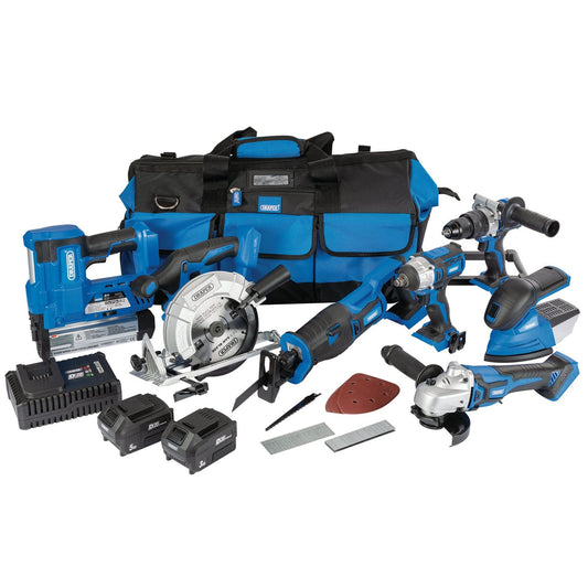 Draper 90473 D20 20V Jumbo Kit 7 x Power Tools 2 x Batteries 1 x Charger 1 x Tool Bag Draper