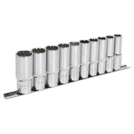 Sealey AK70610D Socket Set 10pc Deep 1/2"Sq Drive Total Drive® Sealey