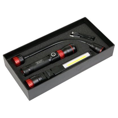 Sealey LED0131R Interchangeable 3-In-1 COB LED Inspection Light Rechargeable Sealey