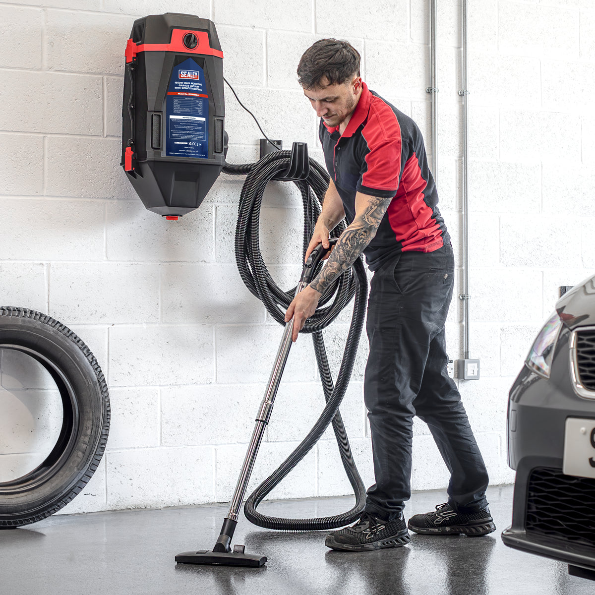 Sealey GV180WM Garage Vacuum 1200W with Remote Control - Wall Mounting Sealey