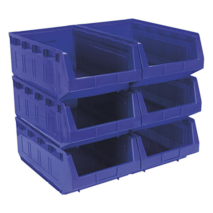Sealey TPS56B Plastic Storage Bin 310 x 500 x 190mm - Blue Pack of 6 Sealey