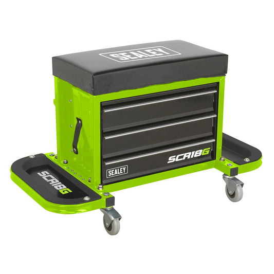 Sealey SCR18G Mechanic's Utility Seat & Toolbox - Green Sealey