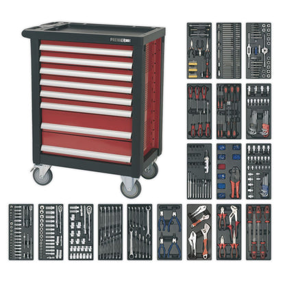 Sealey AP2408TTC08 Rollcab 8 Drawer with Ball-Bearing Slides & 707pc Tool Kit Sealey