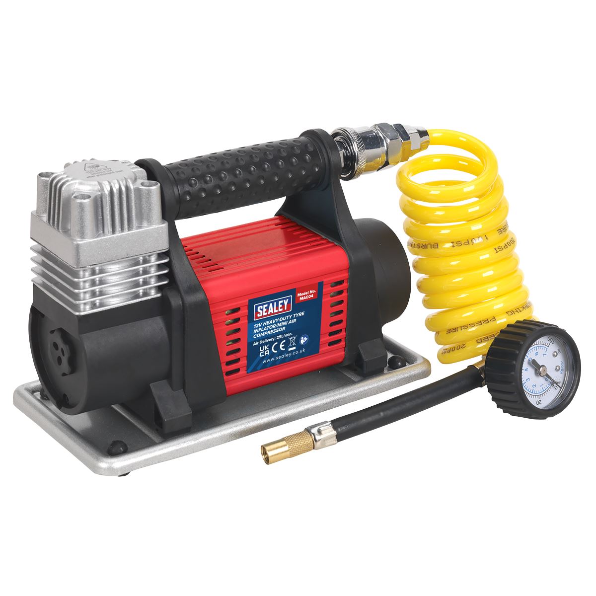 Sealey MAC04 Tyre Inflator/Mini Air Compressor 12V Heavy-Duty Sealey