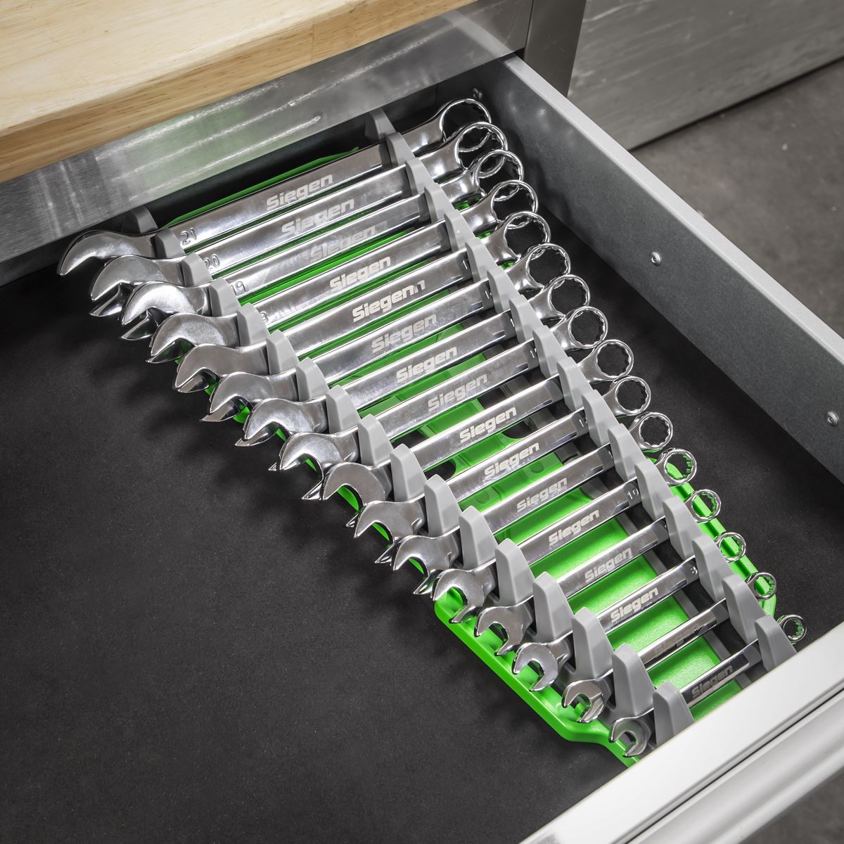Sealey WR11HV Reversible Spanner Rack 16pc Hi-Vis Green Sealey