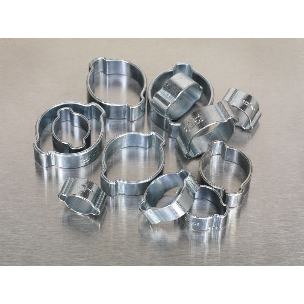 Sealey AB044DE O-Clip Double Ear Assortment 140pc - Zinc Plated Sealey