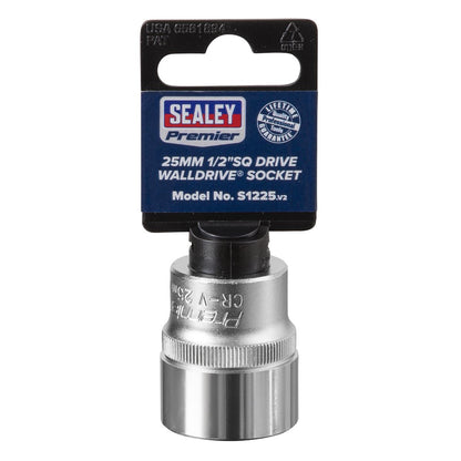 Sealey S1225 WallDrive® Socket 25mm 1/2"Sq Drive Sealey