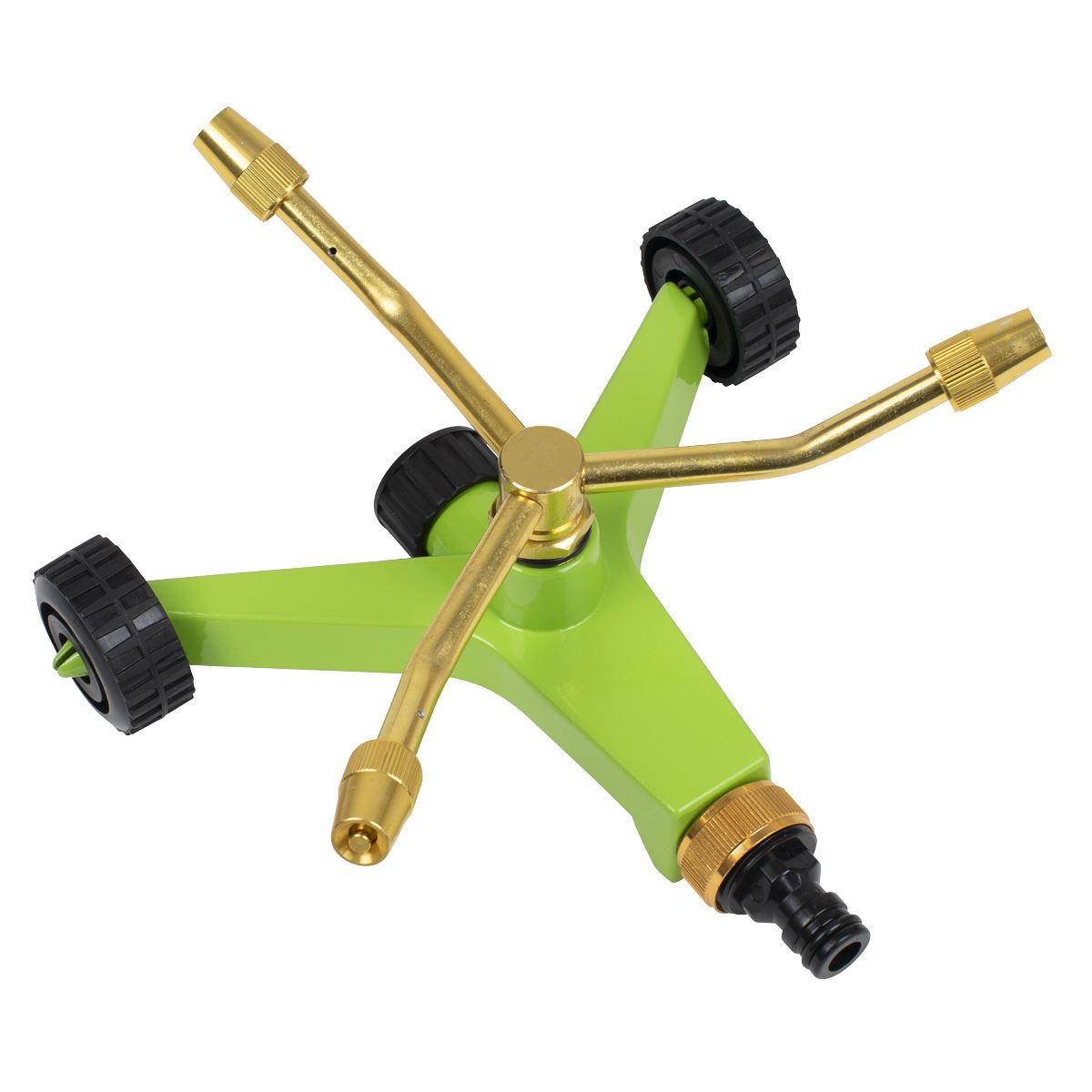 Sealey JS2032 3-Arm Brass Sprinkler with Metal Wheeled Base Sealey