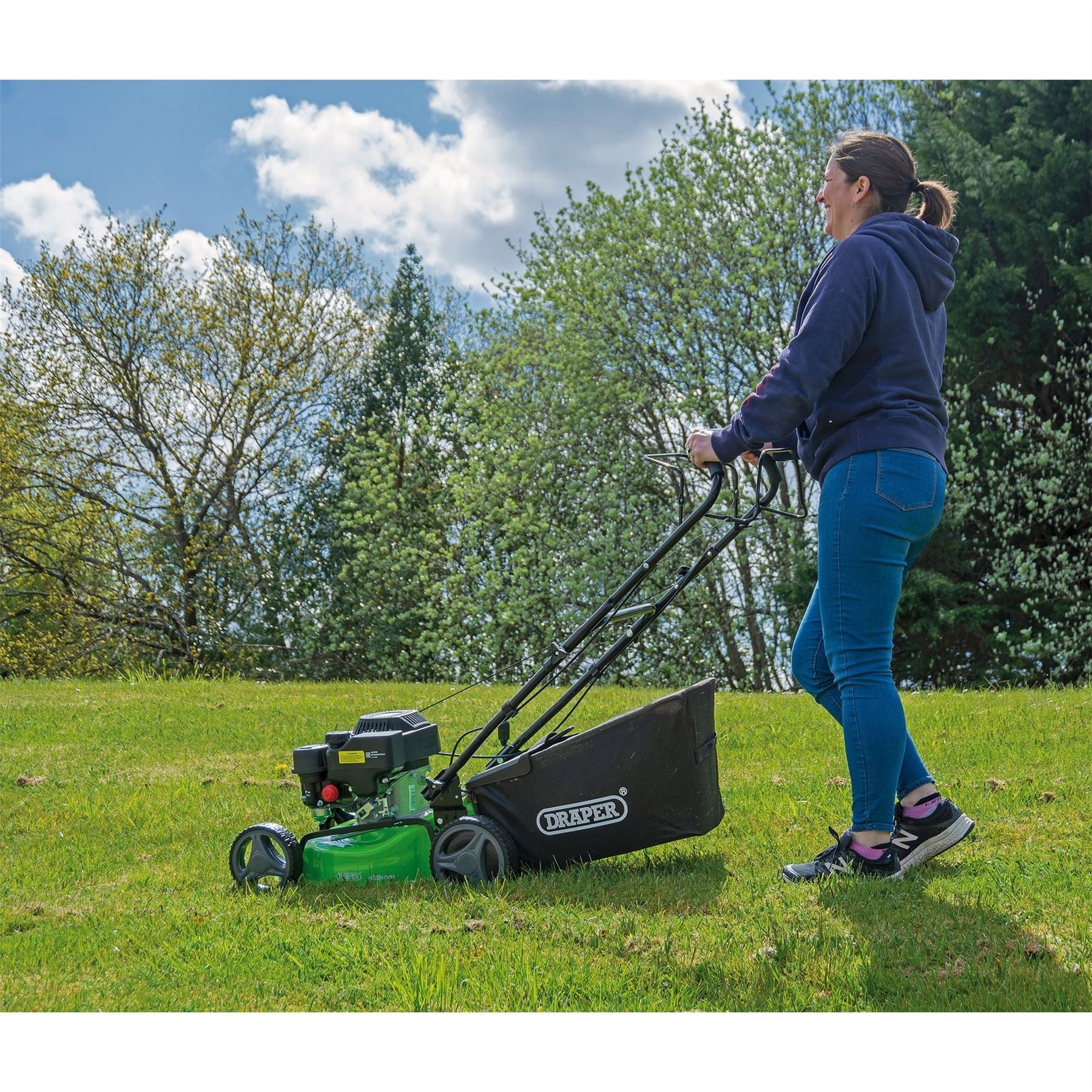 Draper 08671 Steel Deck Petrol Lawn Mower 420mm 132cc/3.3HP Draper