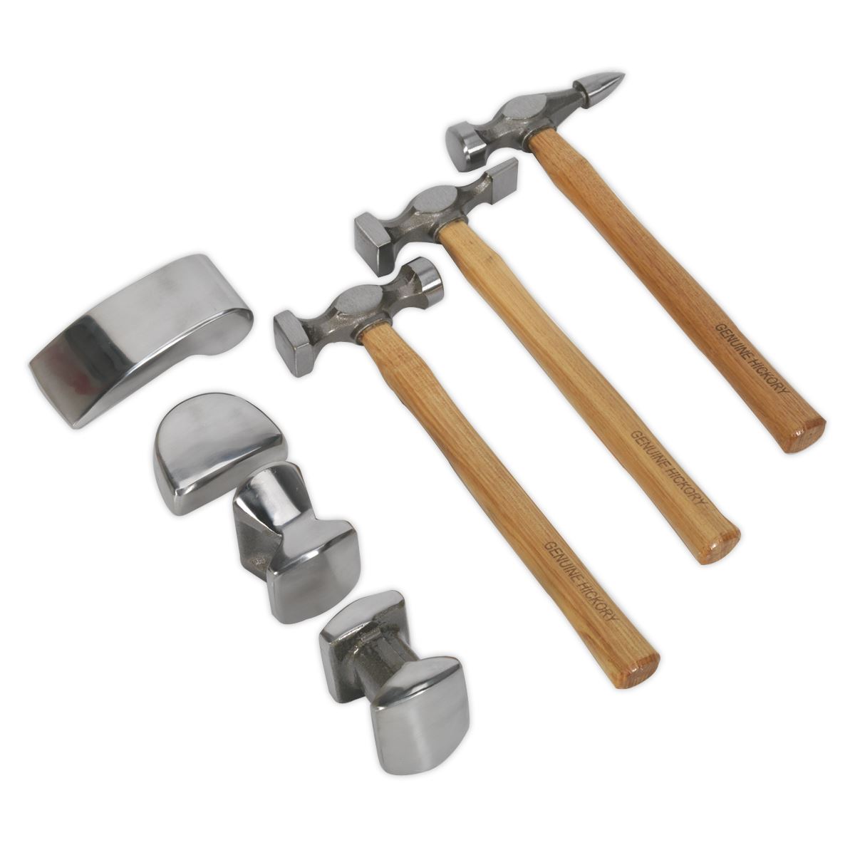Sealey CB507 Panel Beating Set 7pc Drop-Forged Hickory Shafts Sealey