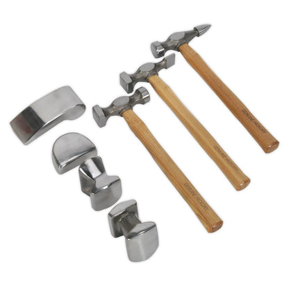 Sealey CB507 Panel Beating Set 7pc Drop-Forged Hickory Shafts Sealey