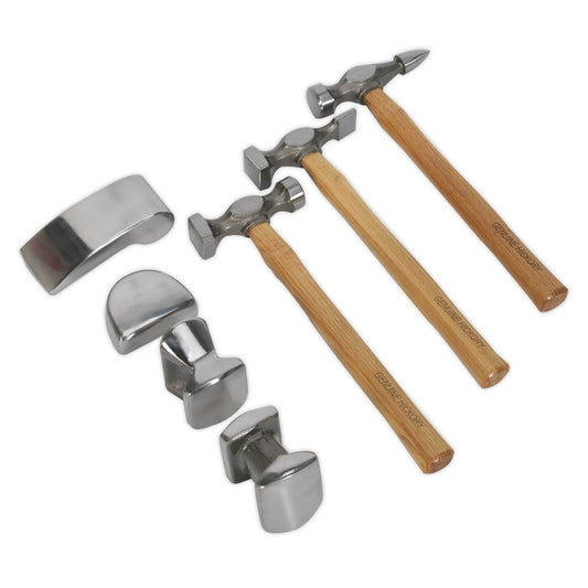Sealey CB507 Panel Beating Set 7pc Drop-Forged Hickory Shafts Sealey