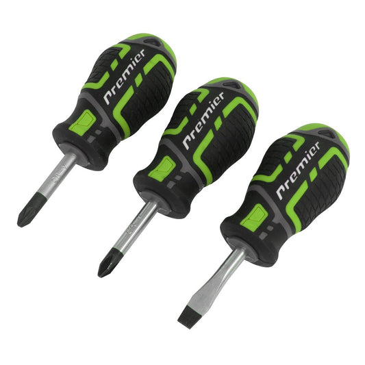Sealey AK4328HV Screwdriver Set 3pc GripMAX® Stubby - Hi Vis Sealey