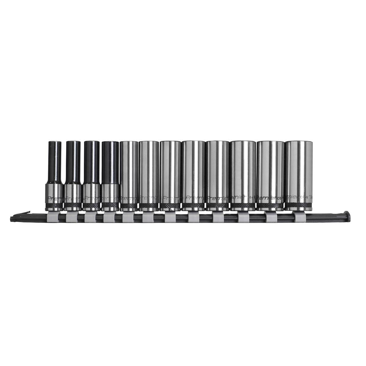 Sealey AK7993 Socket Set Deep 12pc 3/8"Sq Drive Metric - Premier Black Sealey