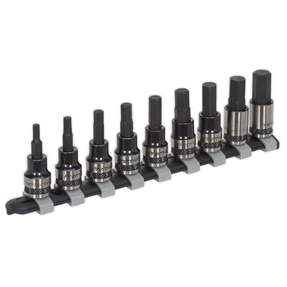 Sealey AK7986 Hex Key Socket Bit Set 9pc 3/8"Sq Drive Metric - Premier Black Sealey
