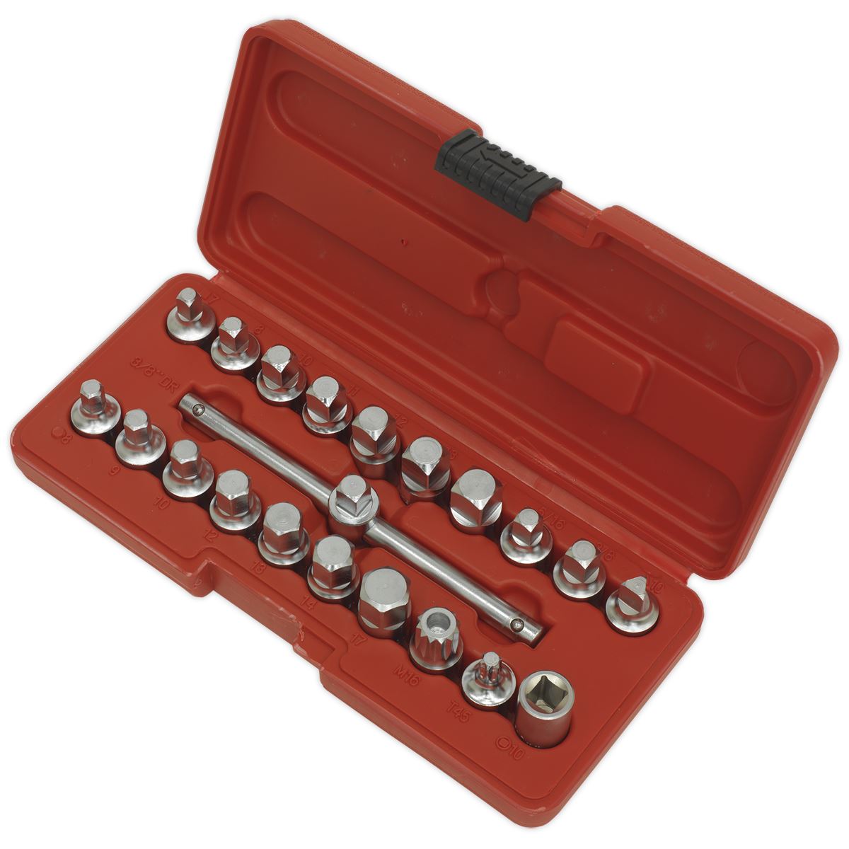 Sealey AK6586 Oil Drain Plug Key Set 21pc 3/8"Sq Drive Sealey