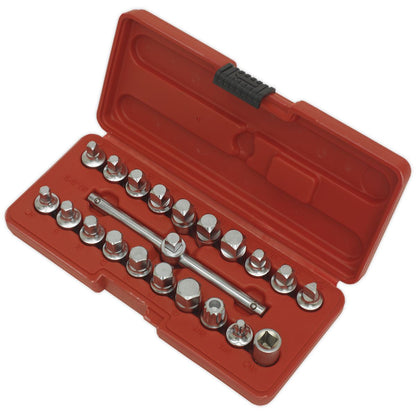 Sealey AK6586 Oil Drain Plug Key Set 21pc 3/8"Sq Drive Sealey