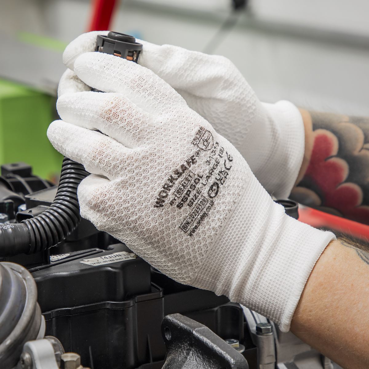 Sealey SSP50L/6 White Precision Grip Gloves - (Large) - Pack of 6 Pairs Sealey