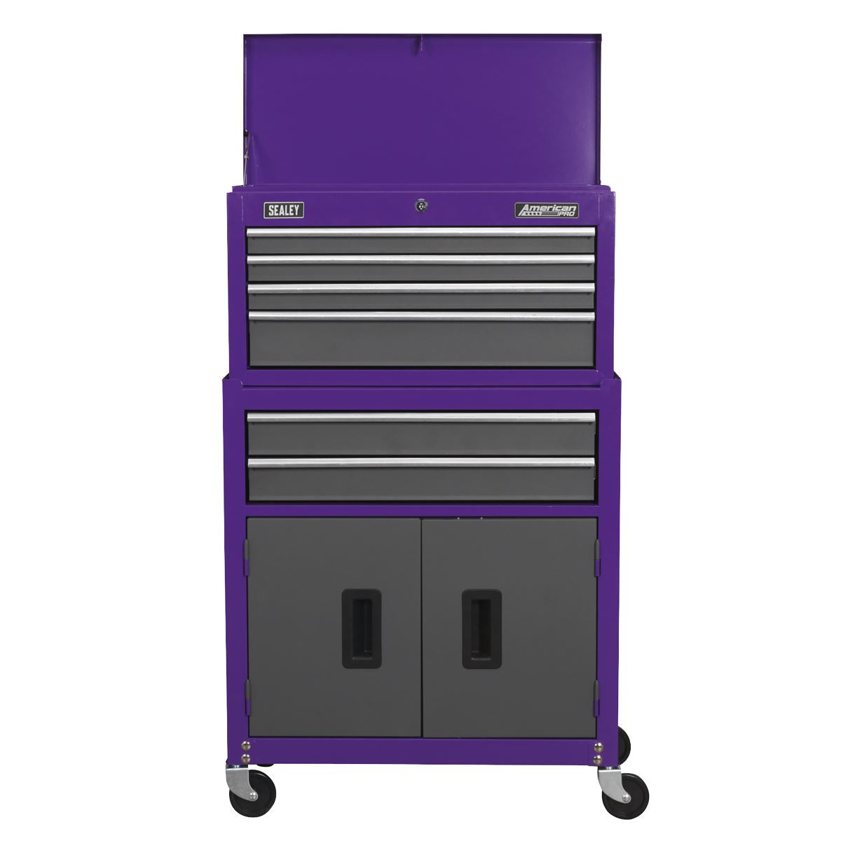 Sealey AP2200BBCP Topchest & Rollcab Combination 6 Drawer with Ball-Bearing Slides - Purple/Grey Sealey