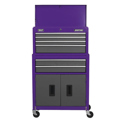 Sealey AP2200BBCP Topchest & Rollcab Combination 6 Drawer with Ball-Bearing Slides - Purple/Grey Sealey