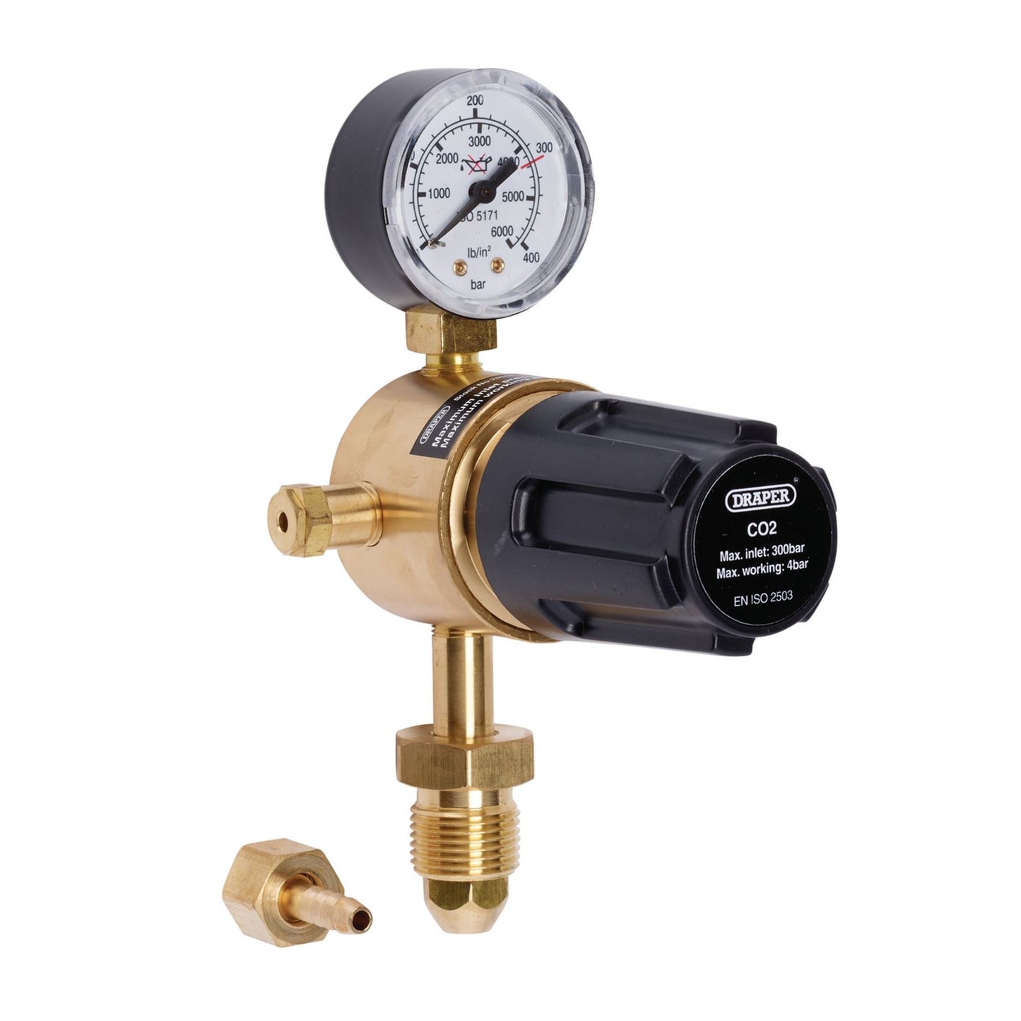 Draper 70151 Industrial Gas Bottle Regulator with Single Gauge 300 bar Draper