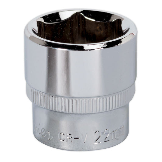 Sealey SP3822 WallDrive® Socket 22mm 3/8"Sq Drive Fully Polished Sealey