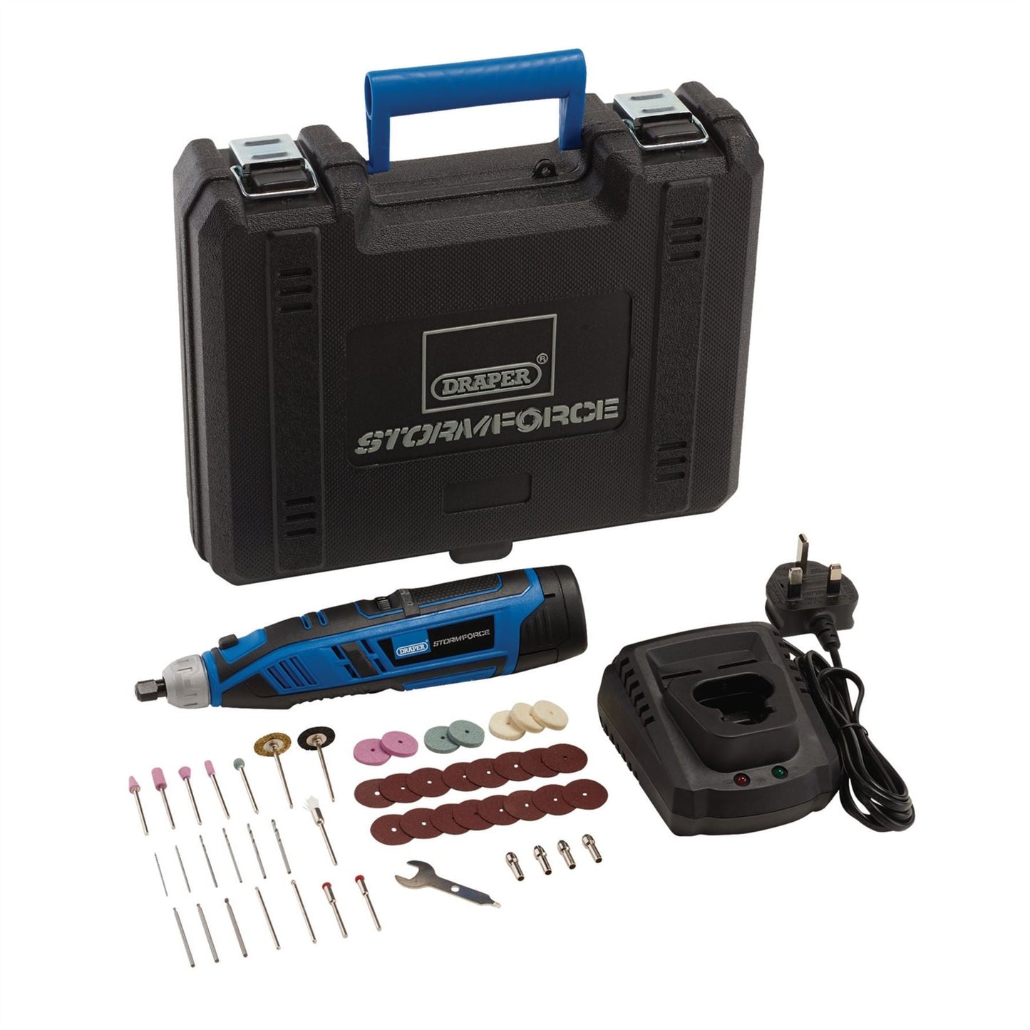 Draper 07849 Storm Force® 10.8V Power Interchange Rotary Multi-Tool Kit 1 x 1.5Ah Battery 1 x Fast Charger 50 Piece Draper