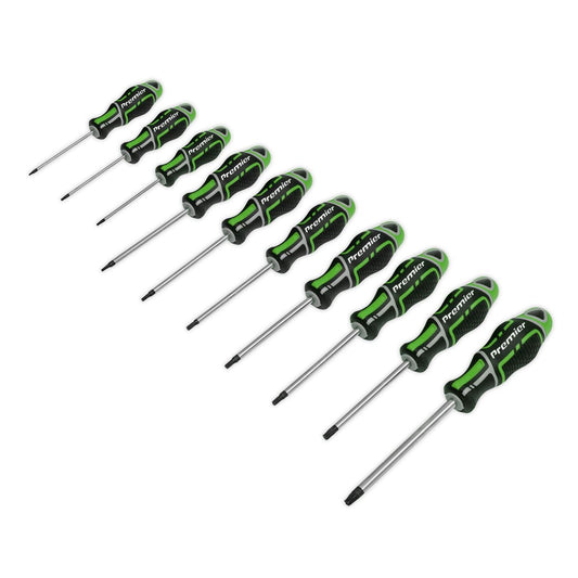Sealey AK4324HV Screwdriver Set 10pc TRX-Star* GripMAX® - Hi-Vis Green Sealey