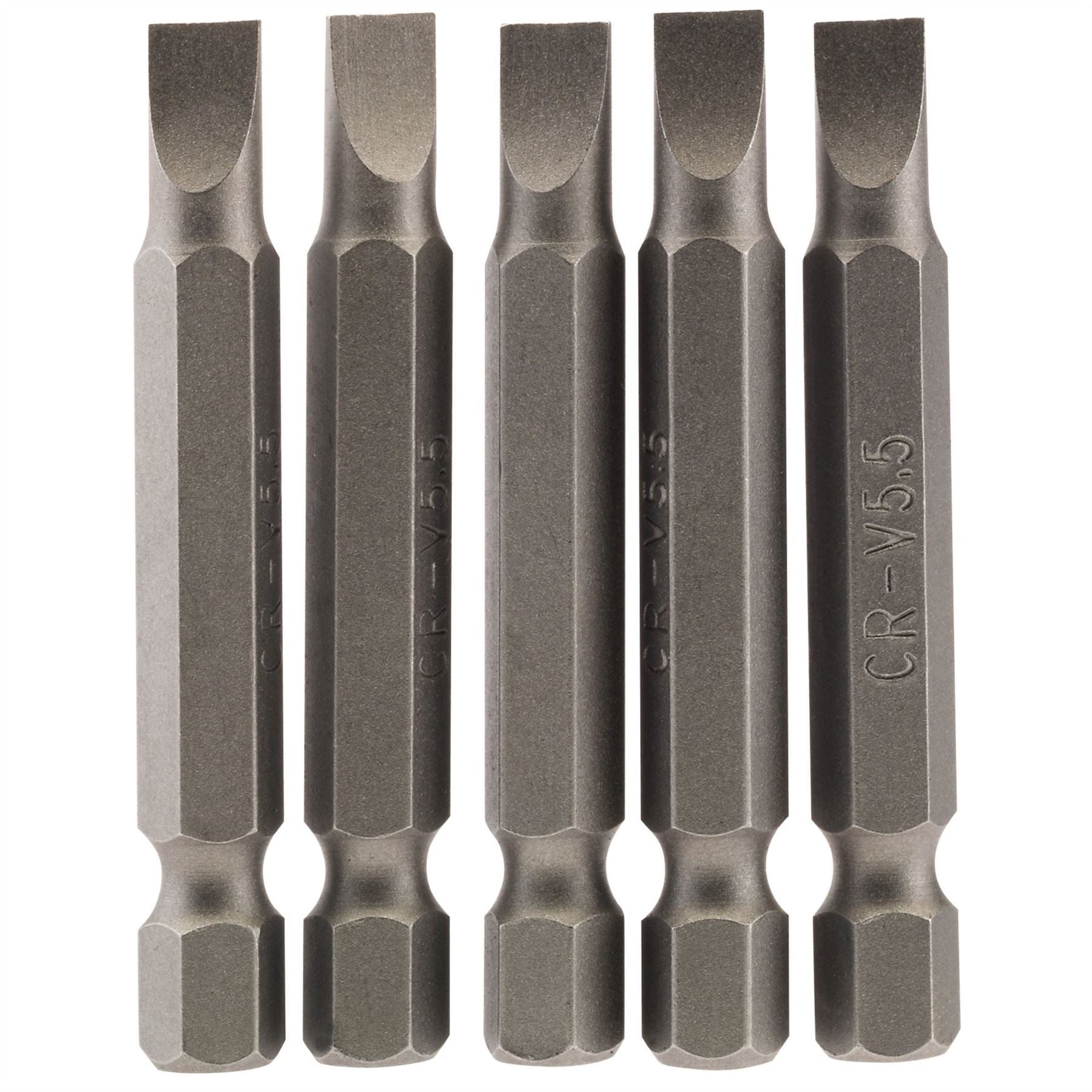 Draper 64272 Plain Slot Insert Bit 5.5mm 1/4" Hex 50mm Long Pack of 5 Draper