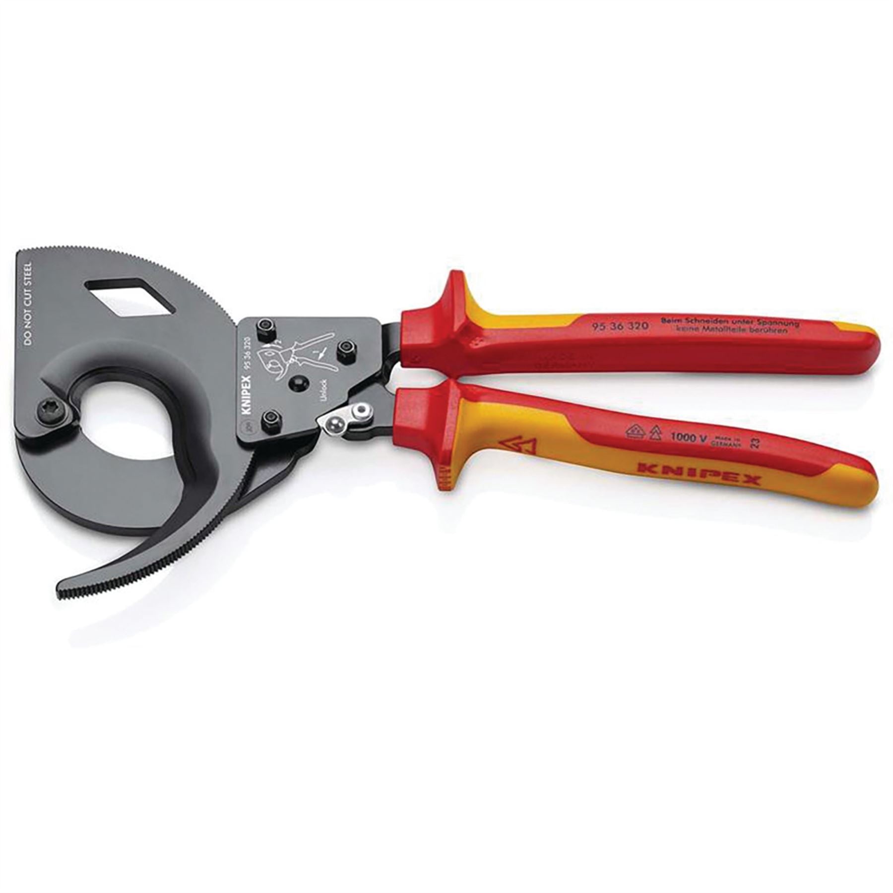 Knipex 25881 95 36 320 Cable Cutter ratchet principle 3-stage