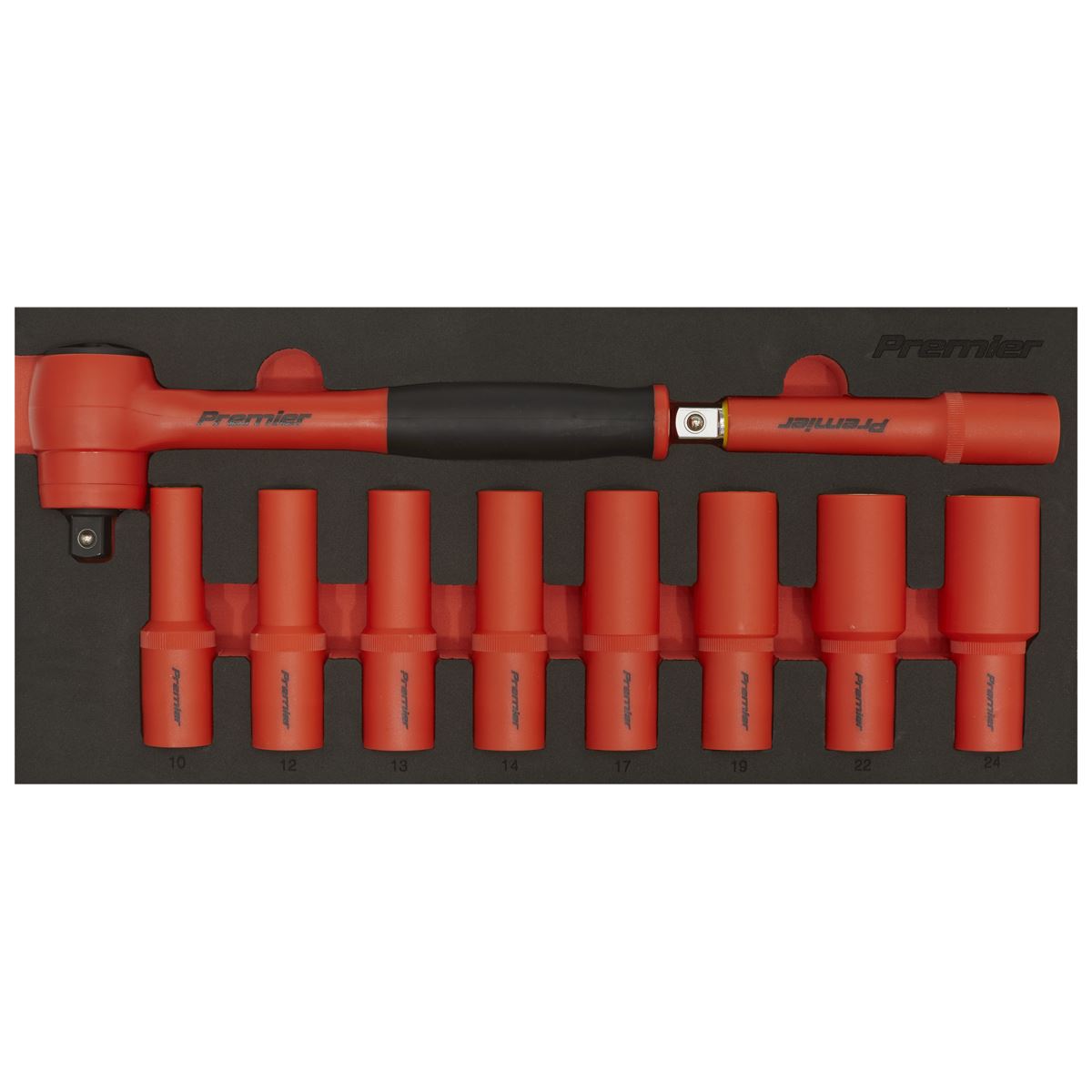 Sealey TBTE11 Insulated Socket Set with Tool Tray 10pc 1/2"Sq Drive - VDE Approved Sealey