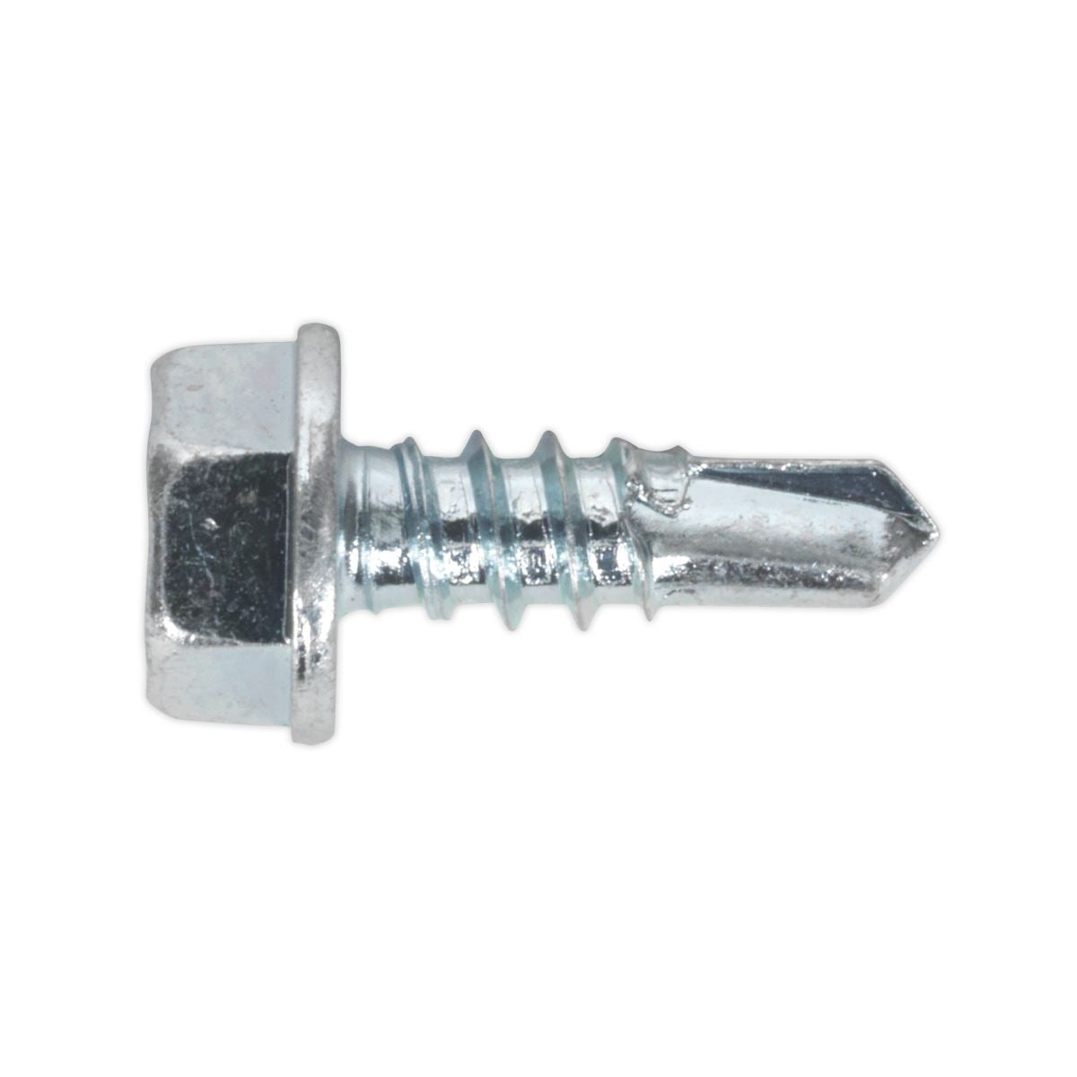 Sealey SDHX4213 Self-Drilling Screw 4.2 x 13mm Hex Head Zinc Pack of 100 Sealey