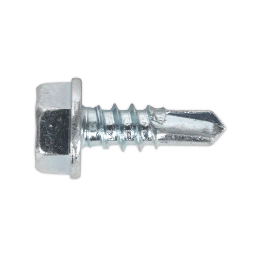Sealey SDHX4213 Self-Drilling Screw 4.2 x 13mm Hex Head Zinc Pack of 100 Sealey