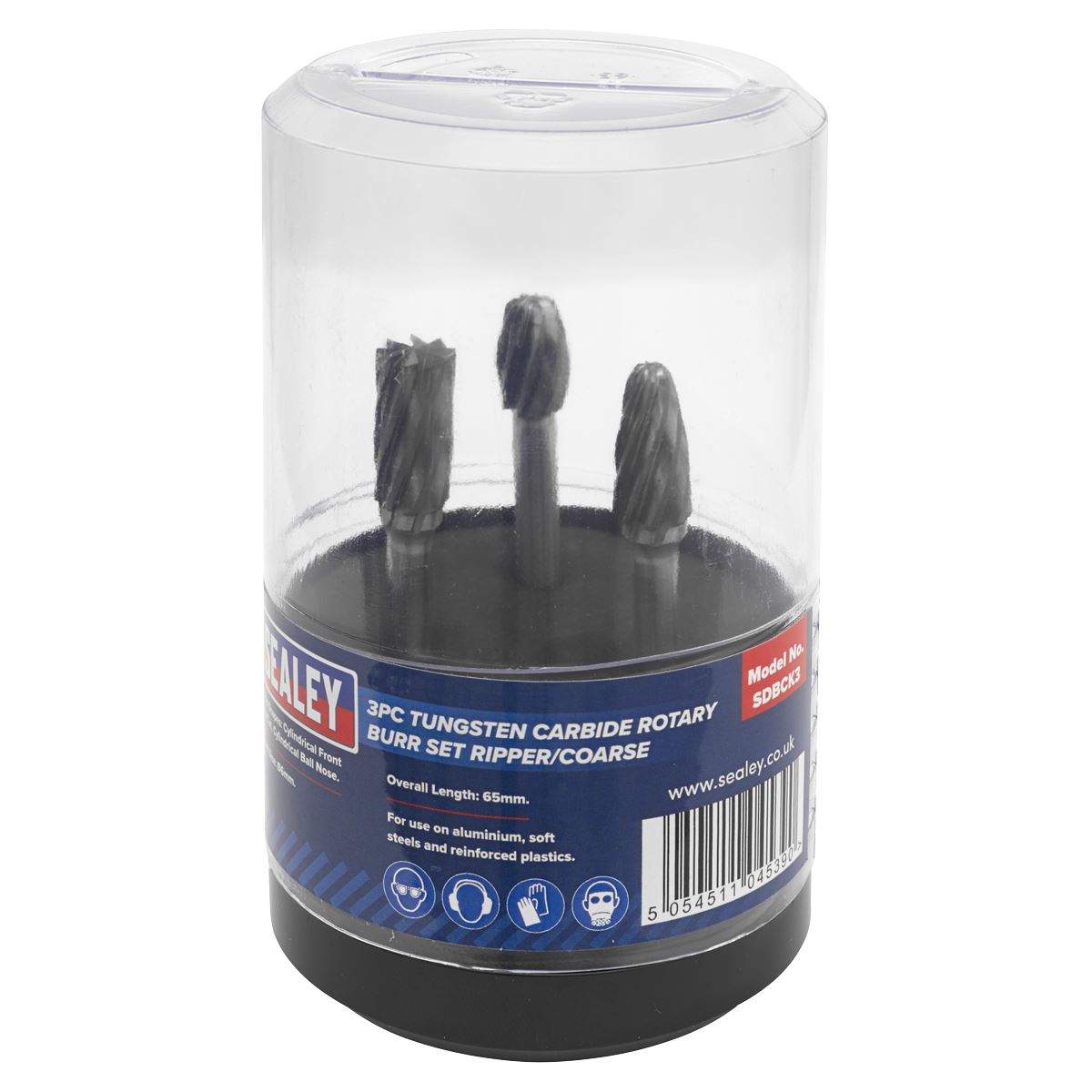 Sealey SDBCK3 Tungsten Carbide Rotary Burr Set 3pc Ripper/Coarse Sealey