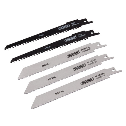 Draper 52517 Assorted Reciprocating Saw Blades for Multi-Purpose Cutting 150mm Pack of 5 Draper