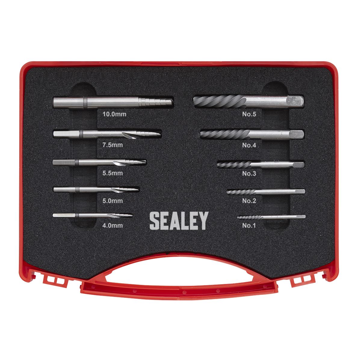 Sealey AK8187 Step Drill Screw/Bolt Extractor Set 10pc Sealey