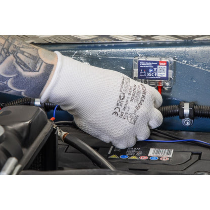 Sealey SSP50L/6 White Precision Grip Gloves - (Large) - Pack of 6 Pairs Sealey