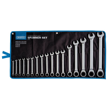 Draper 27691 HI-TORQ® Metric Ratchet Combination Spanner Set 17 Piece Draper
