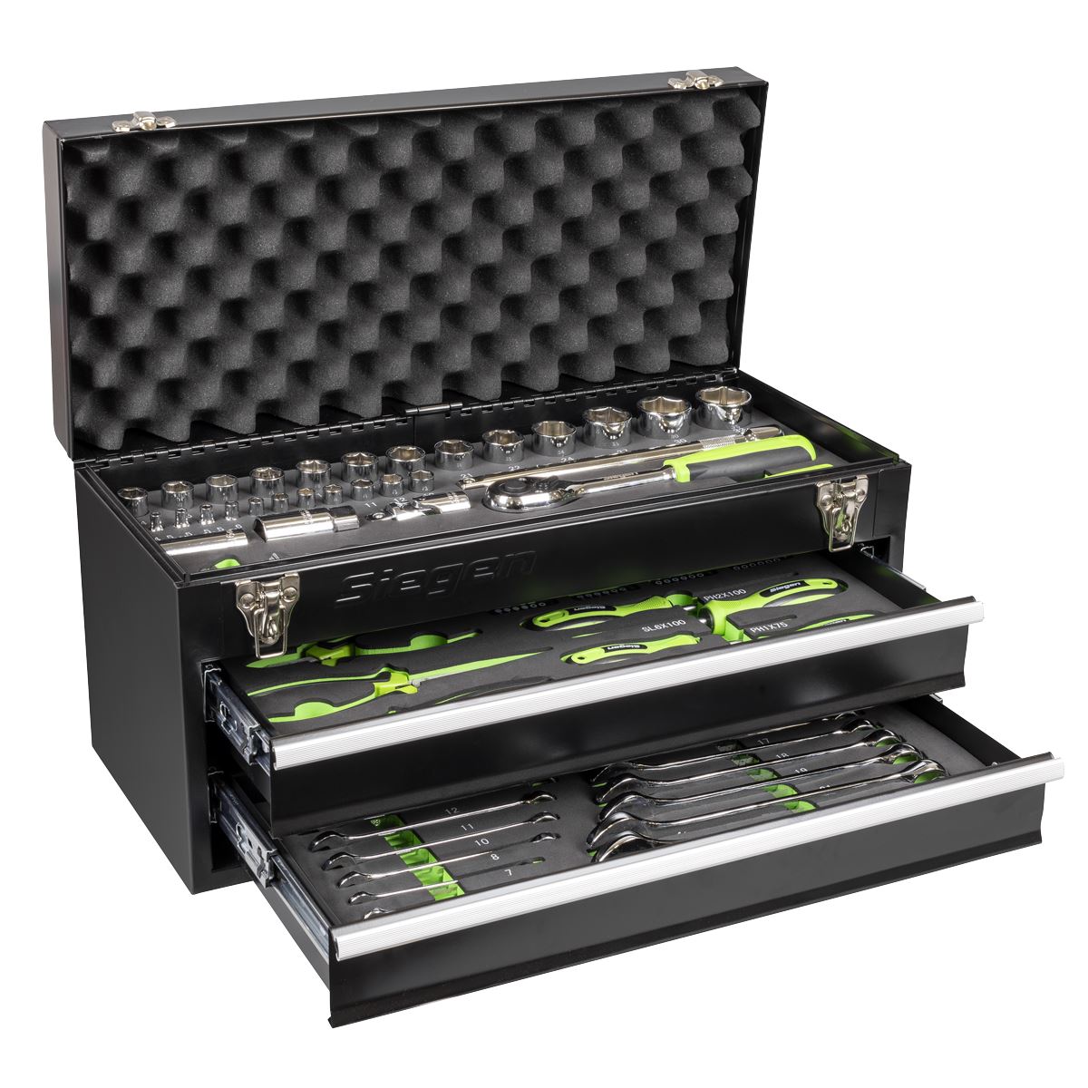Siegen S01055 Portable Tool Chest 2 Drawer with 90pc Tool Kit Siegen