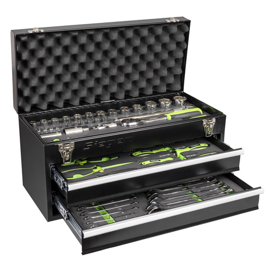 Siegen S01055 Portable Tool Chest 2 Drawer with 90pc Tool Kit Siegen