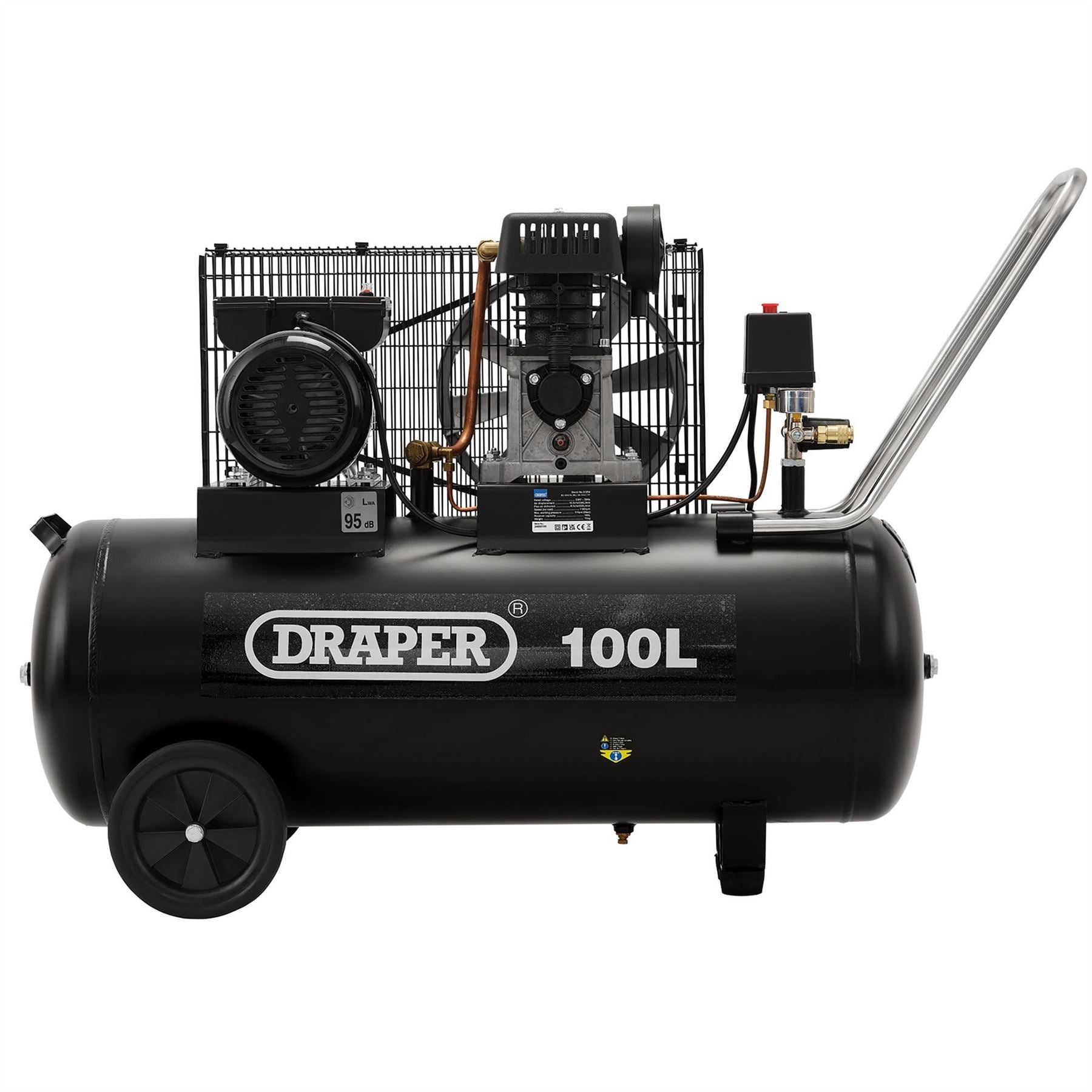 Draper 31254 100L Belt-Driven Air Compressor 2.2kW/3hp Draper