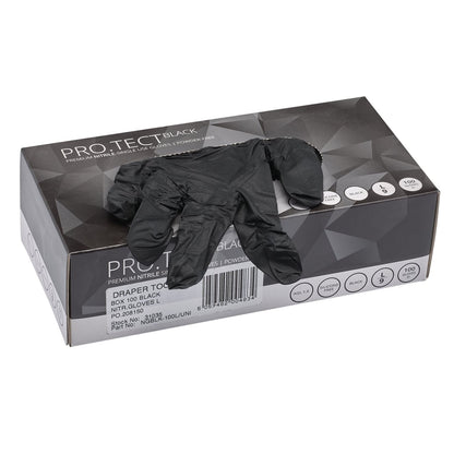Draper 31035 Nitrile Gloves Large Black Pack of 100 Draper