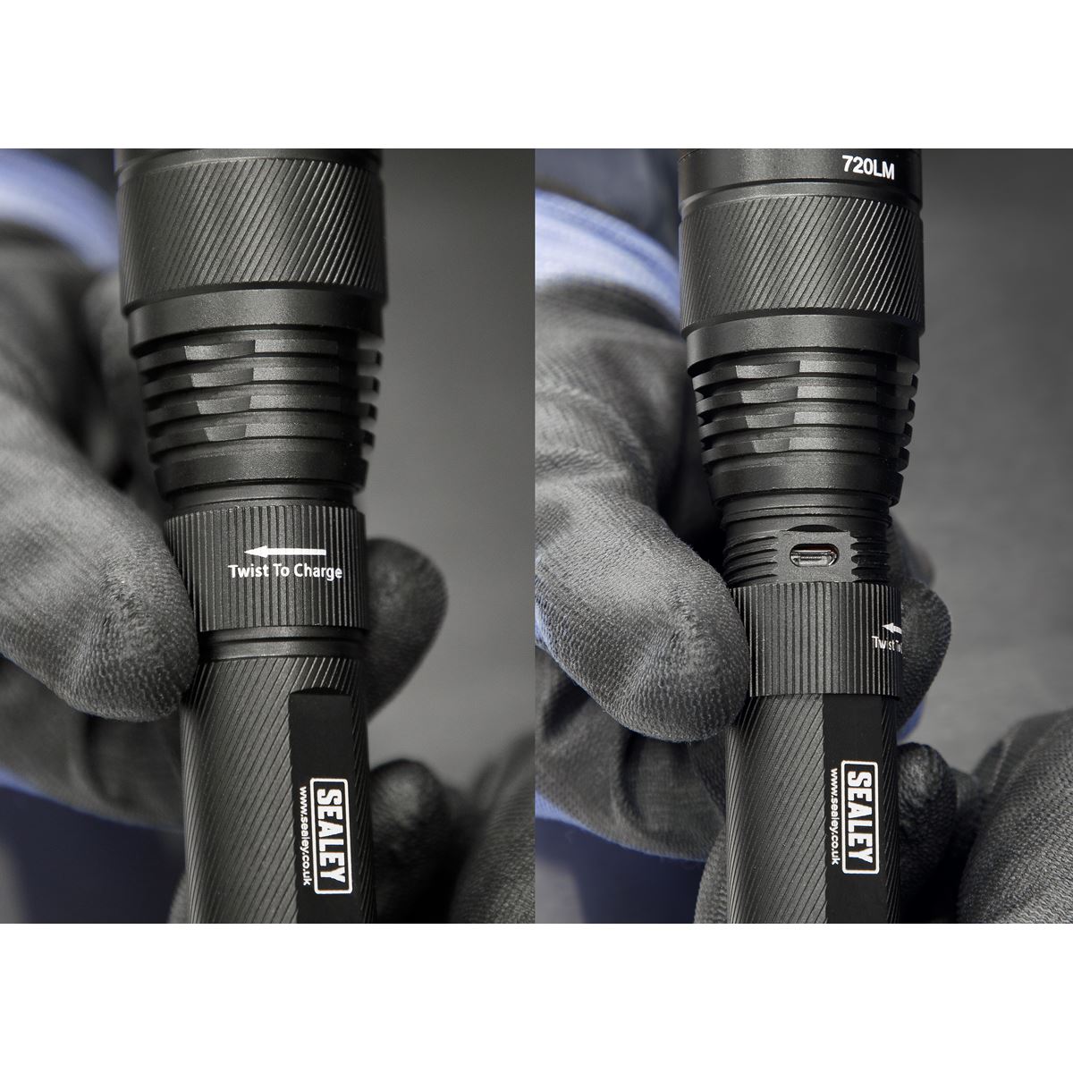 Sealey LED449 Aluminium Torch 10W SMD LED Adjustable Focus Rechargeable Sealey