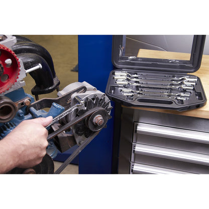 Sealey AK635 Double Flexi-Head Socket Spanner Set 6pc Fully Polished Metric Sealey