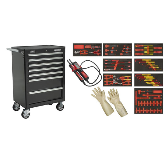 Sealey TBTECOMBO2 63pc Insulated Tool Kit with 7 Drawer Rollcab Sealey